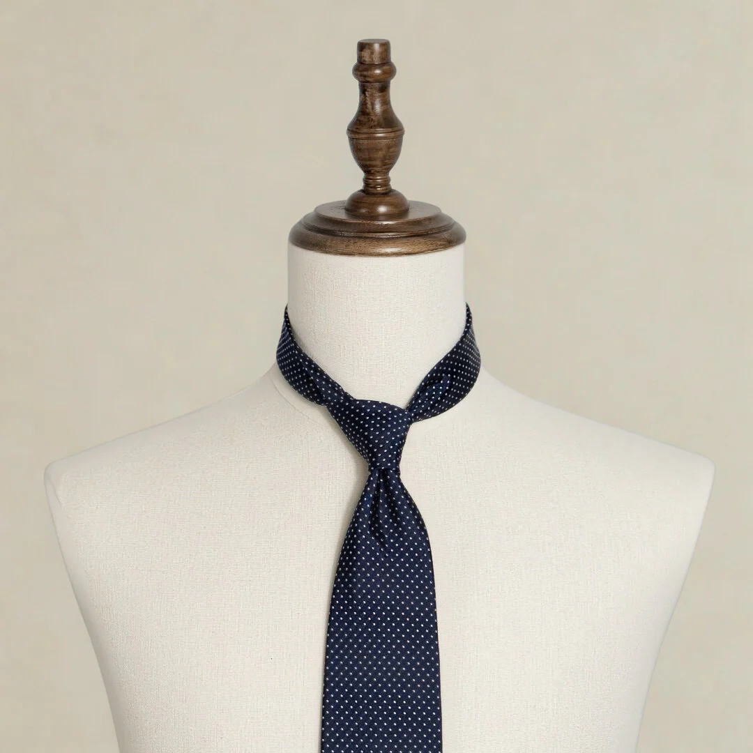 Satin Dot Tie - Navy