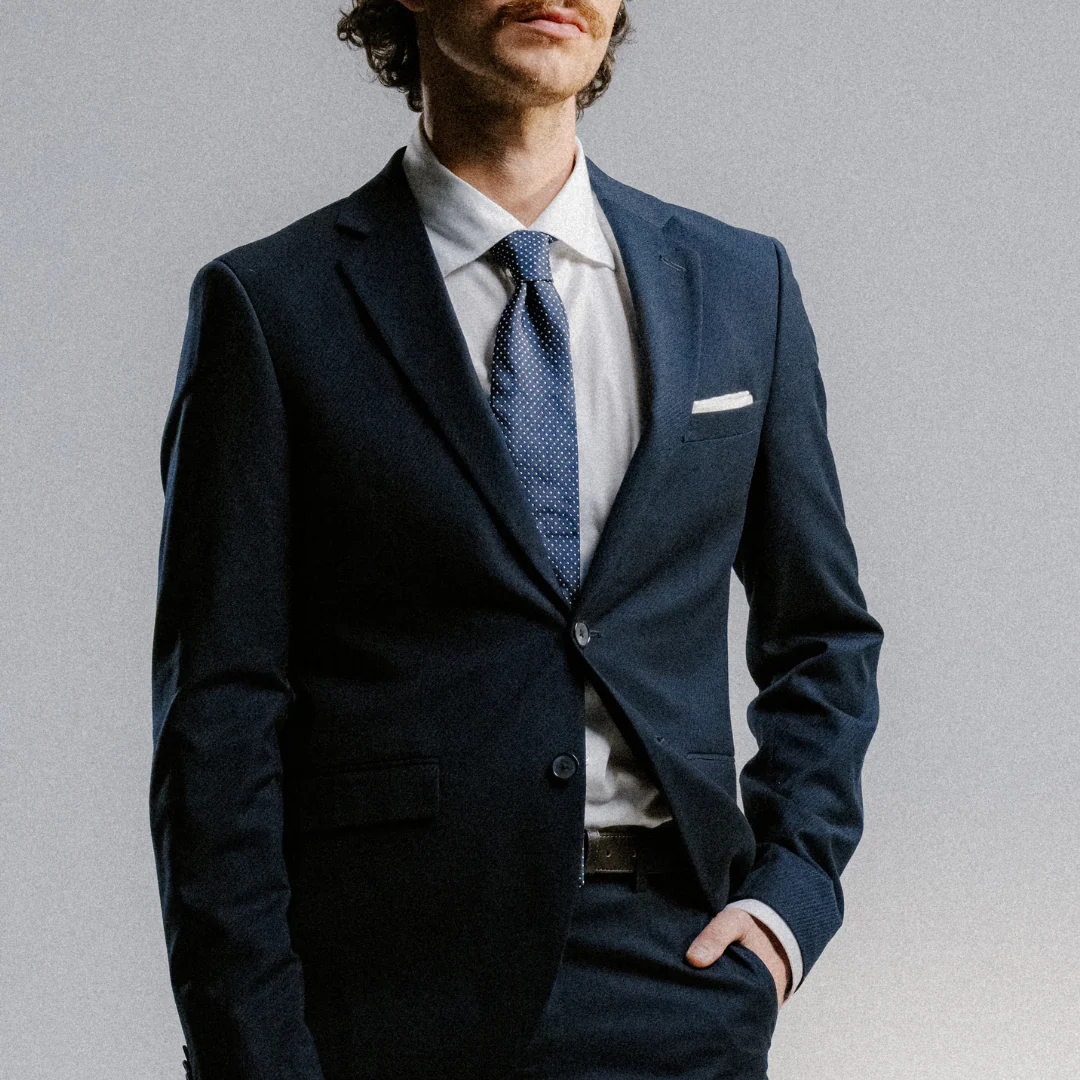 Satin Dot Tie - Navy - Image 2