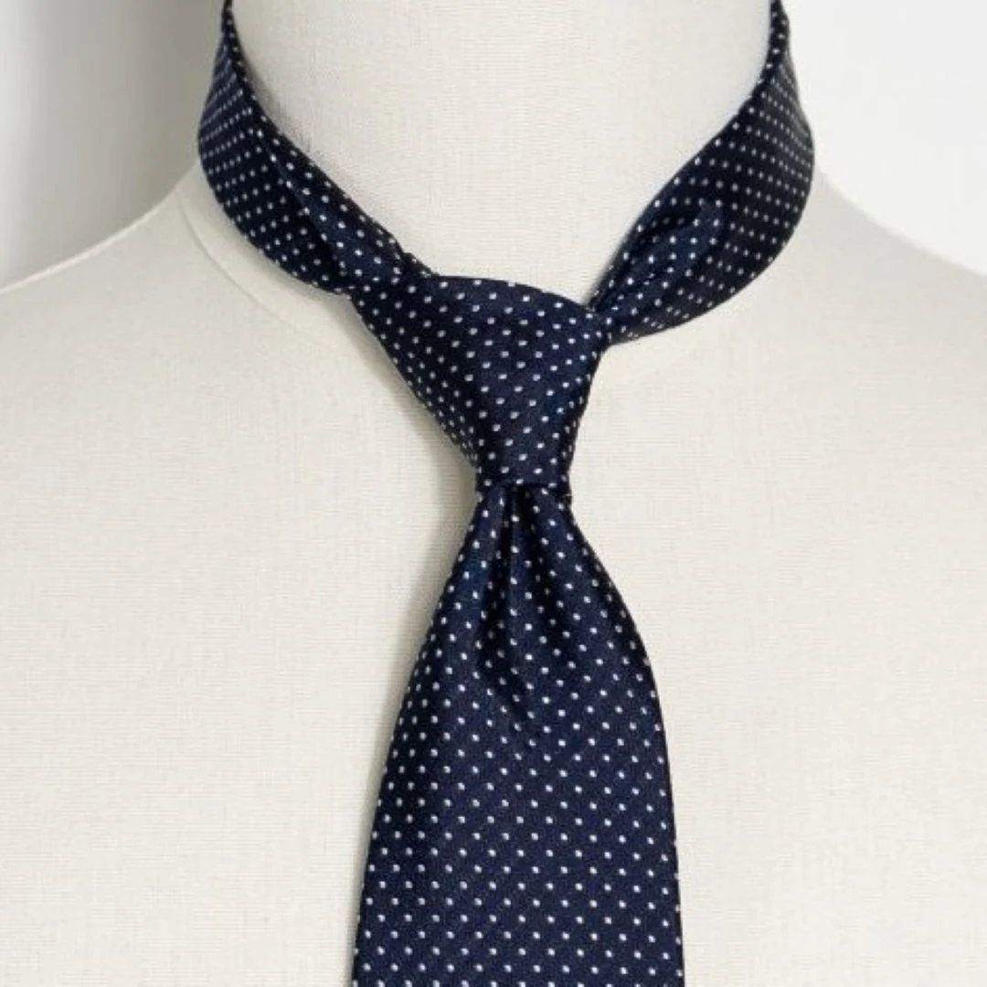 Satin Dot Tie - Navy - Image 4