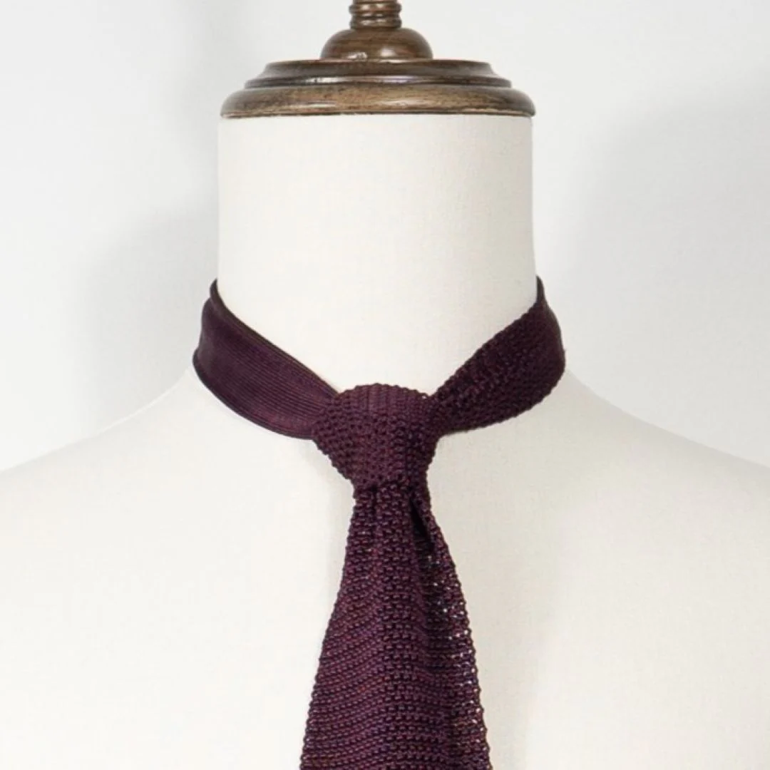 Silk Knit Tie - Burgundy - Image 3
