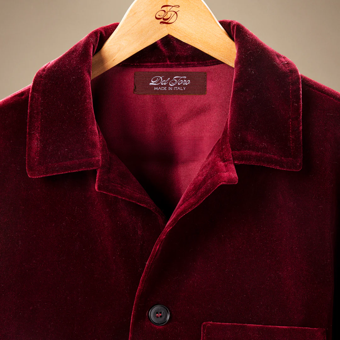 Men's Velour Cocktail Coat - Oxblood - Image 3