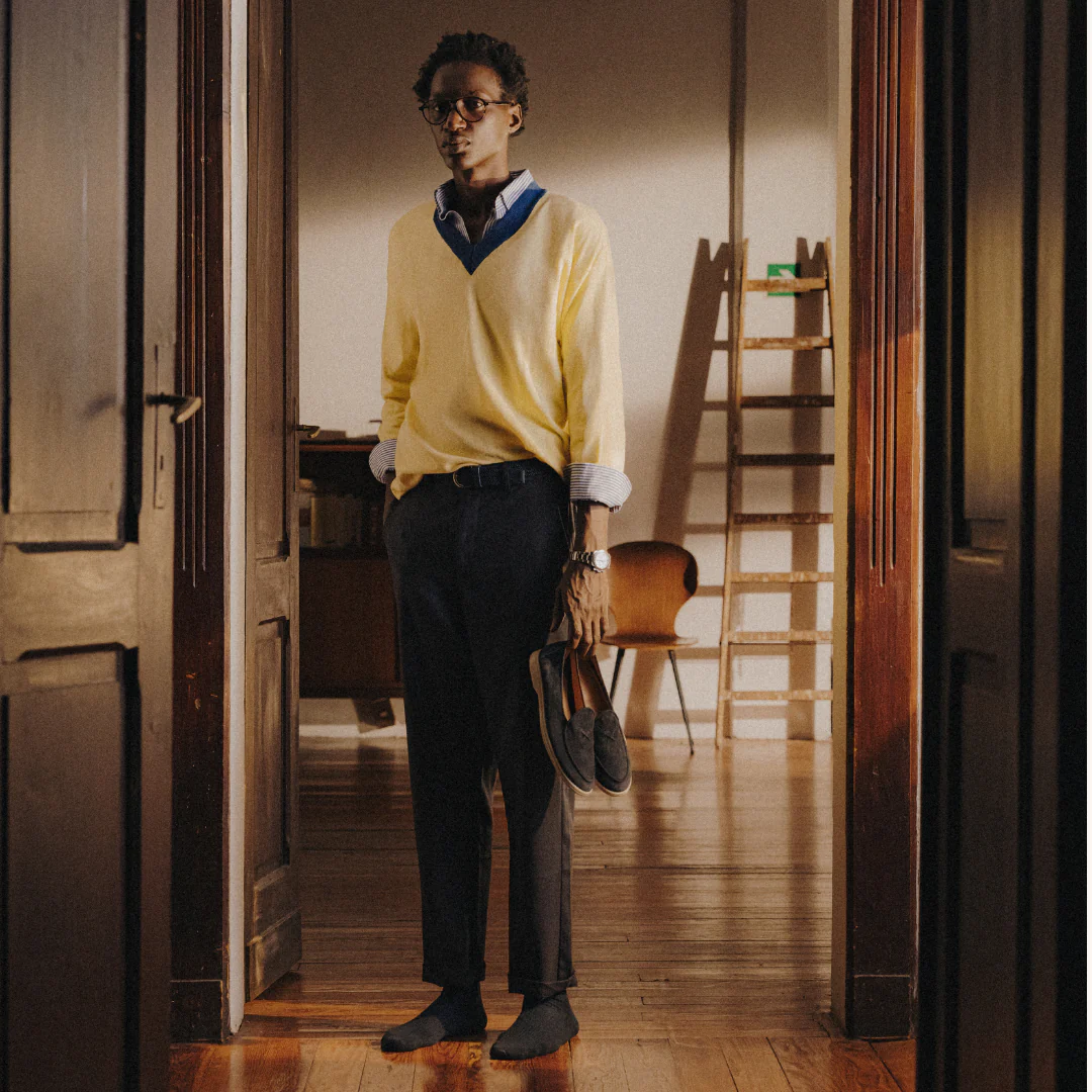 Men's Vintage V-Neck Sweater - Vintage Yellow - Image 2