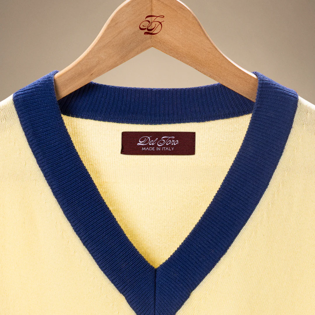 Men's Vintage V-Neck Sweater - Vintage Yellow - Image 3