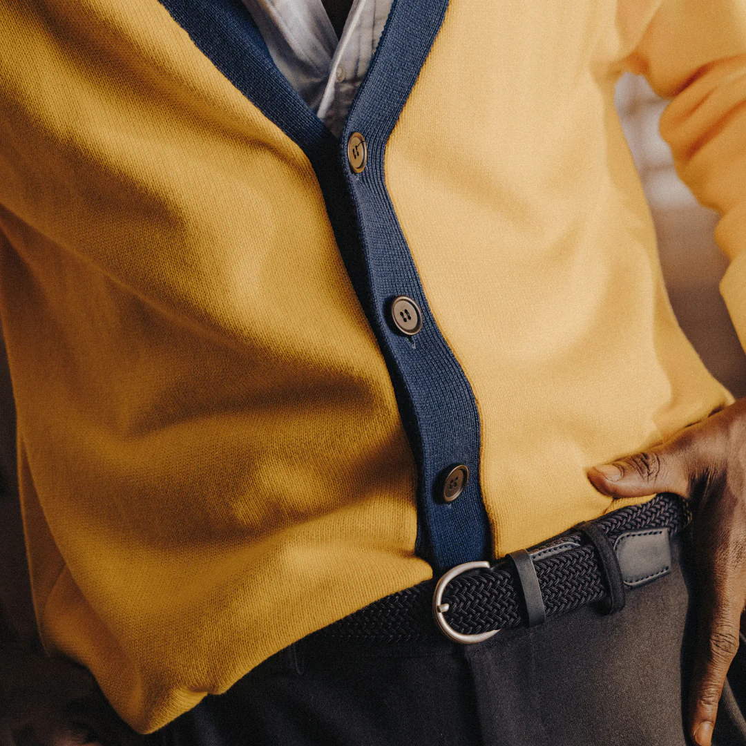 Men's Vintage Fit Cardigan - Collegiate Yellow / Navy - Image 4