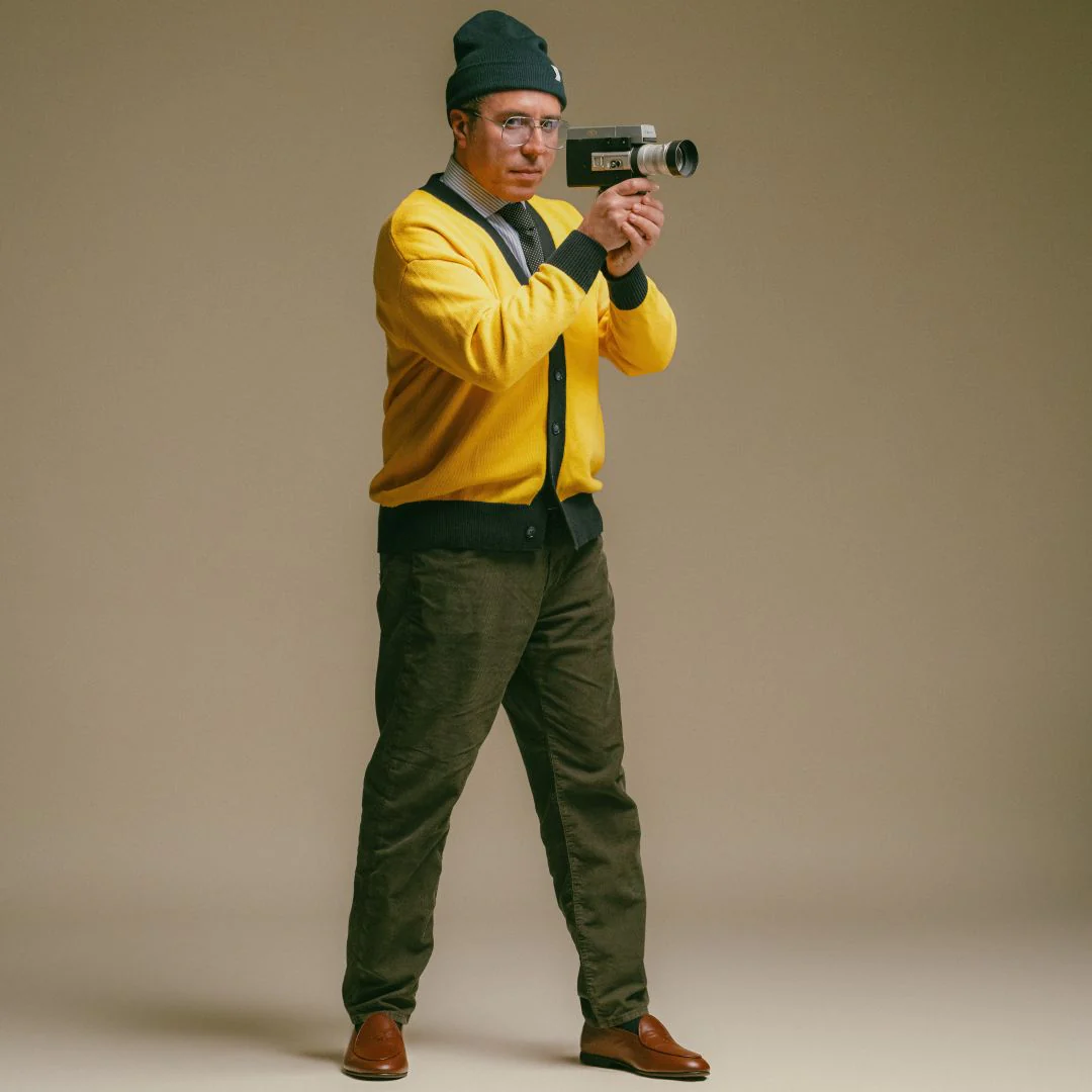 Men's Vintage Fit Cardigan - Collegiate Yellow / Navy - Image 6