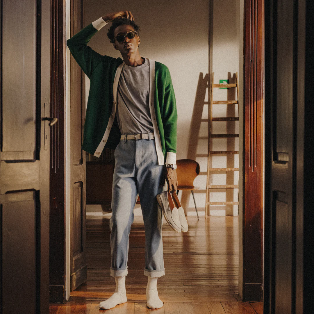 Men's Vintage Fit Cardigan - Fairway Green / Vintage White - Image 3