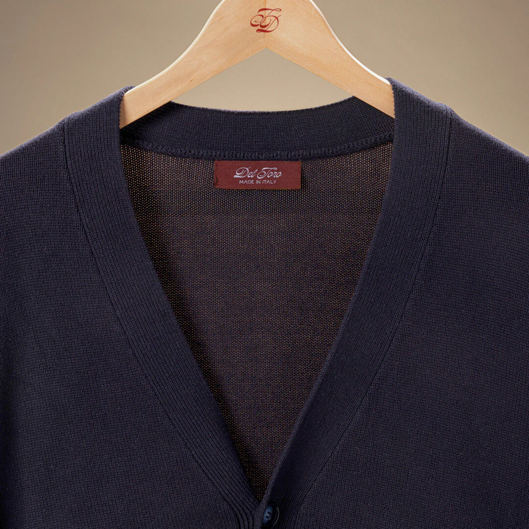 Men's Vintage Fit Cardigan - Solid Navy - Image 4