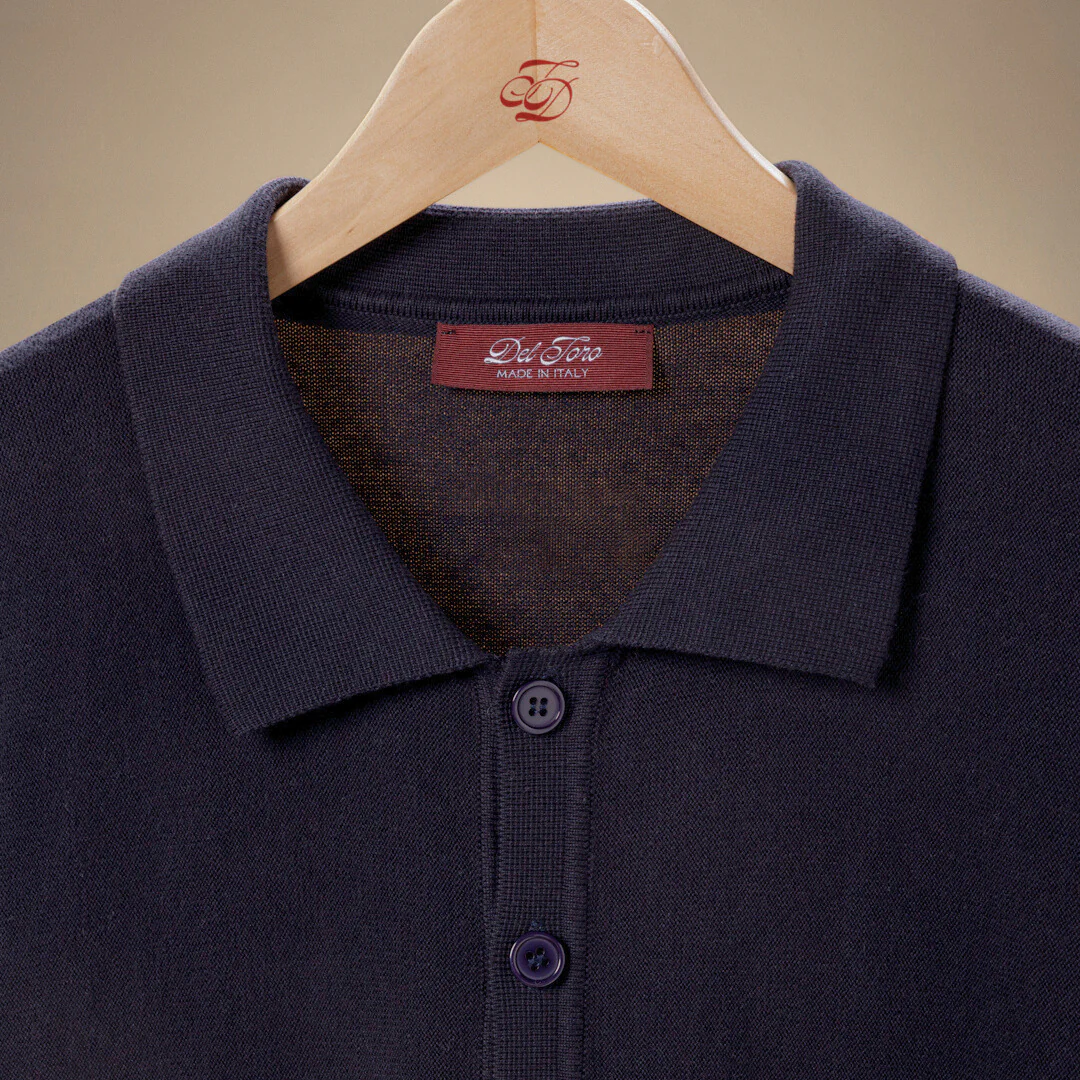 Men's Vintage Polo Cardigan - Navy - Image 4