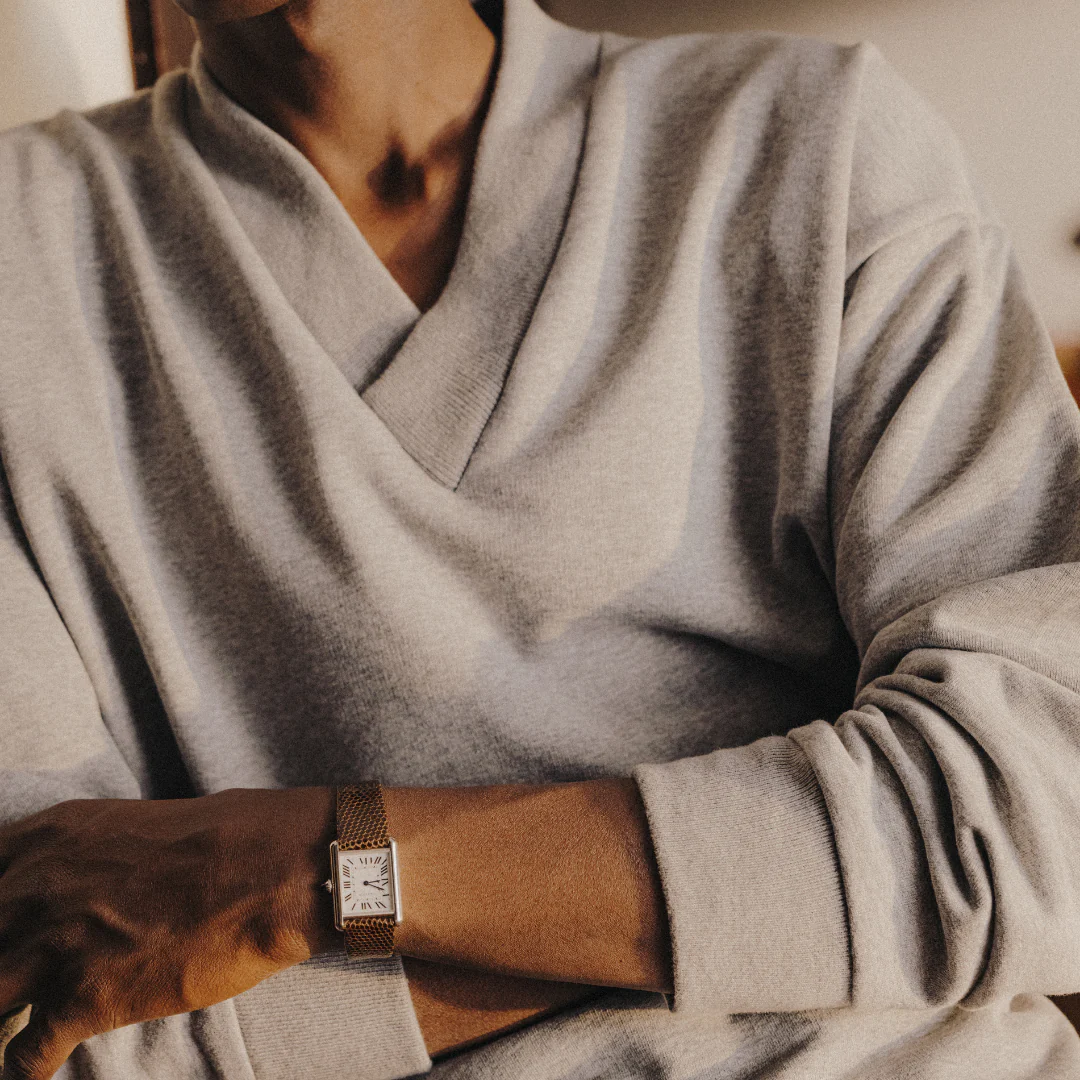 Vintage V-Neck Sweatshirt - Heather Grey / Grey Trim - Image 2