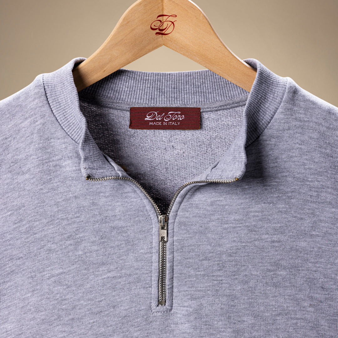 Men's Vintage Zip Crewneck Sweatshirt - Heather Grey - Image 3