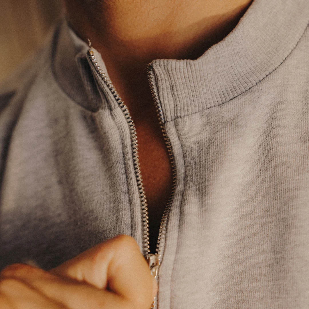 Men's Vintage Zip Crewneck Sweatshirt - Heather Grey - Image 4