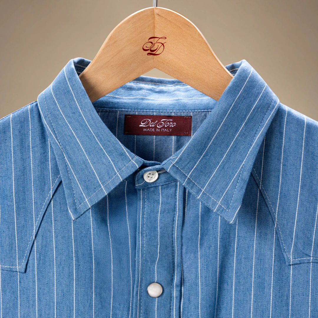 Western Shirt - Light Blue Pinstripe - Image 3