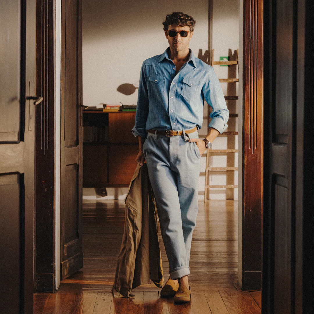 Western Shirt - Light Blue Pinstripe - Image 7