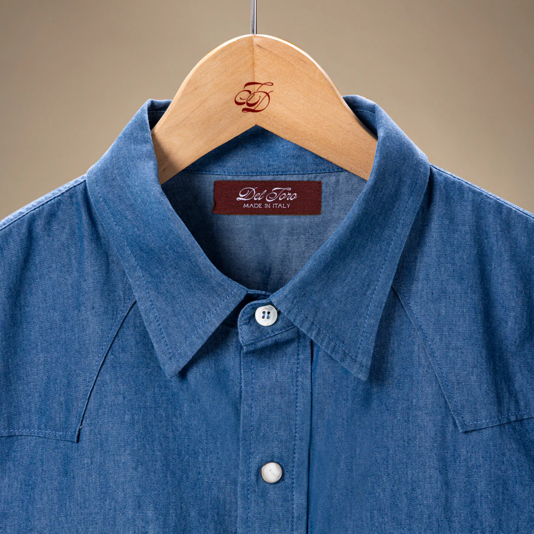 Western Shirt - Solid Blue - Image 3