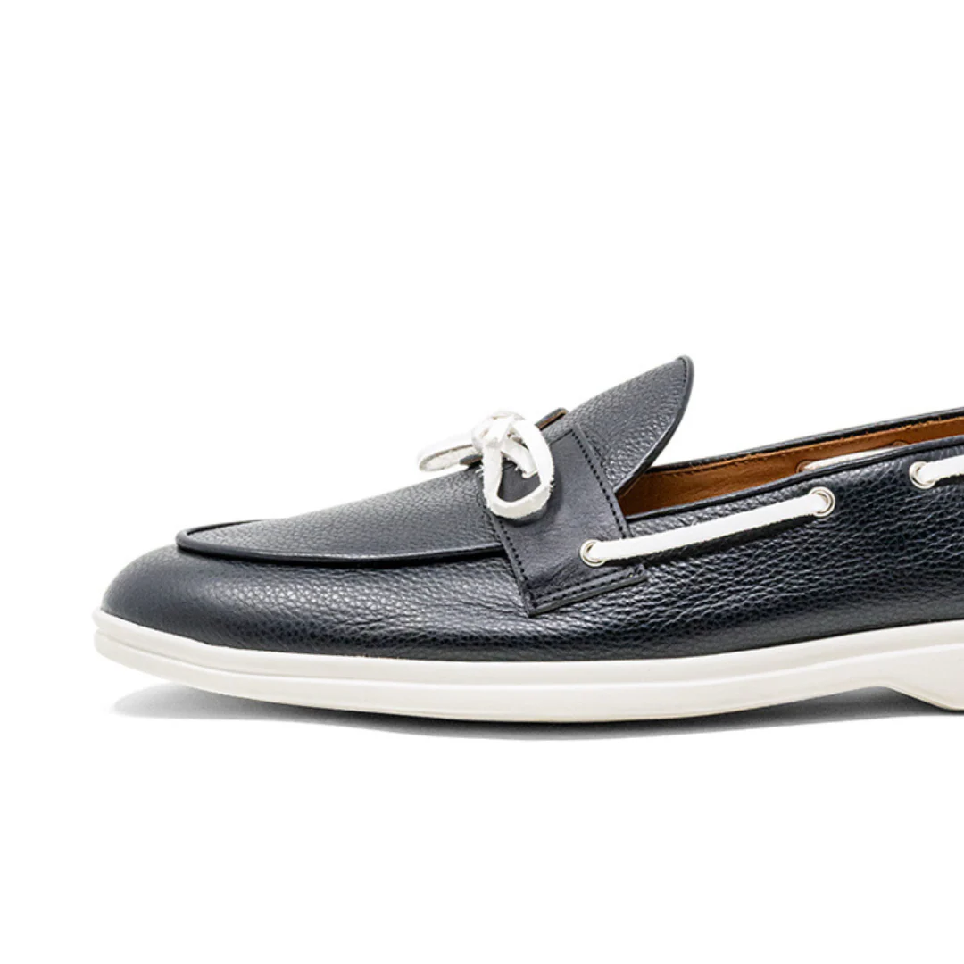 Women's Black Pebbled Leather Barca Yacht Loafer - Image 4