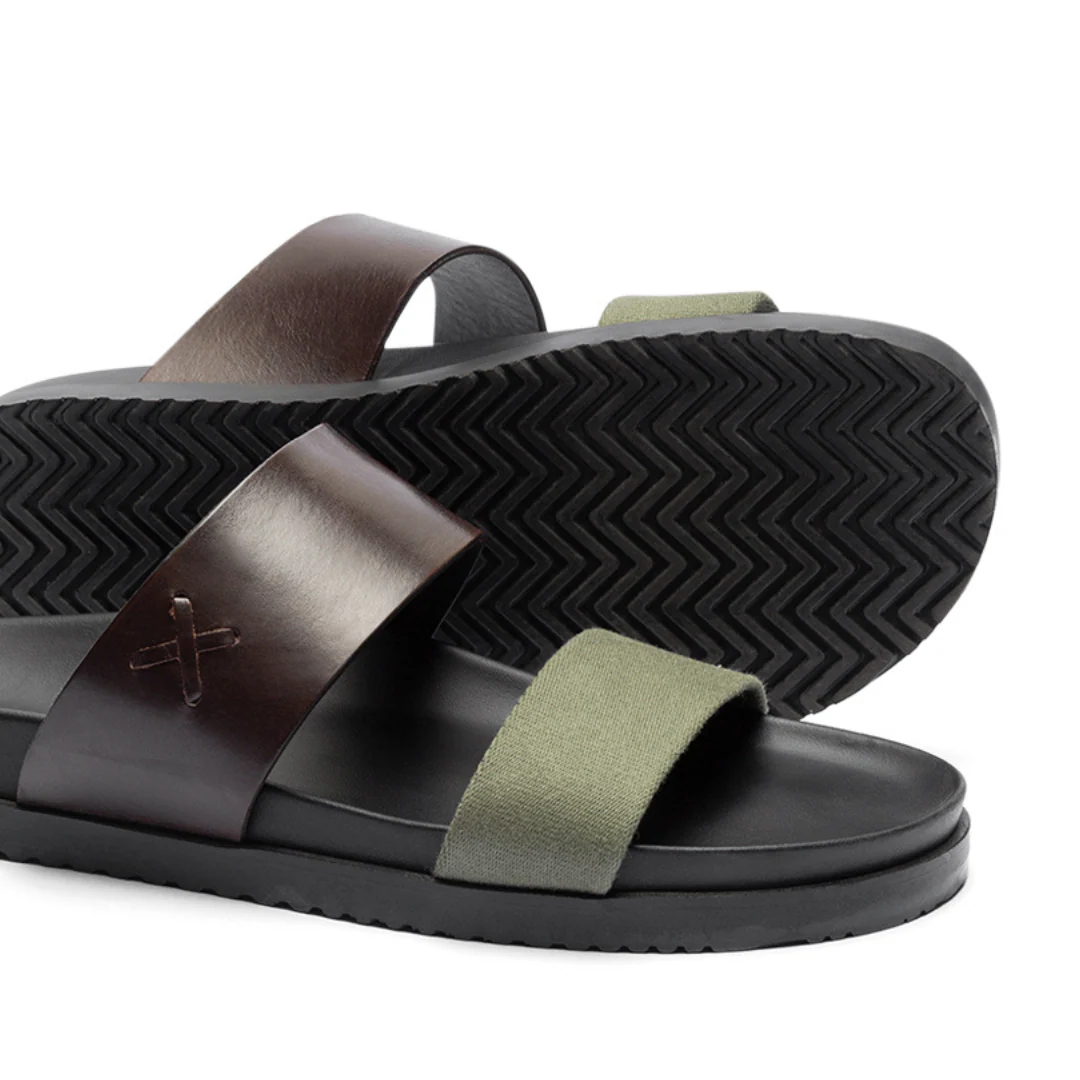 Men's Brown & Green Cinturini Sandal - Image 3