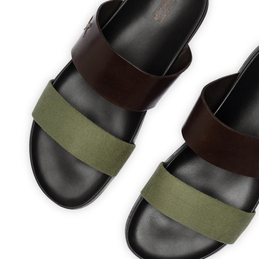 Men's Brown & Green Cinturini Sandal - Image 5