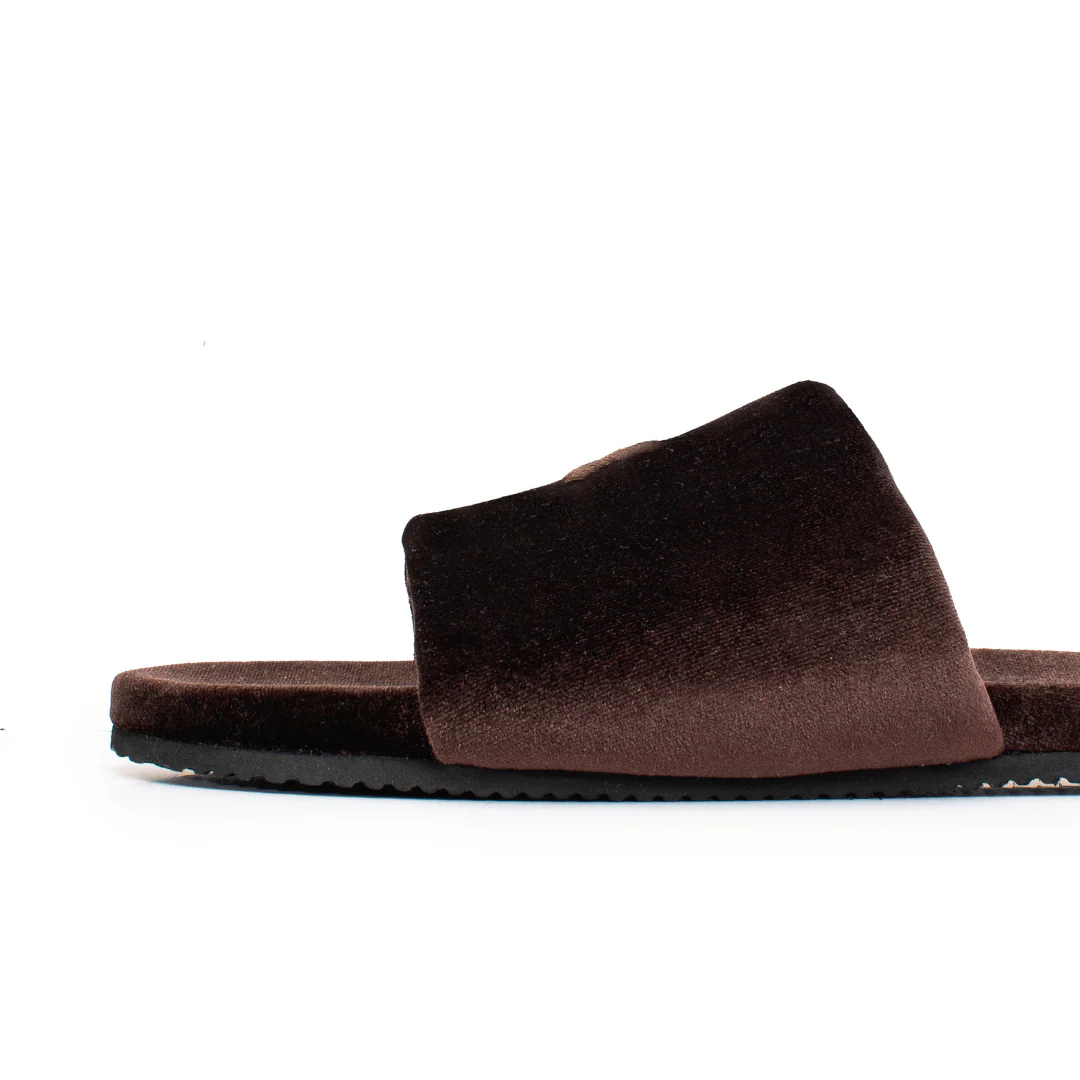 Men's Chocolate Brown Velvet House Slide - Image 4