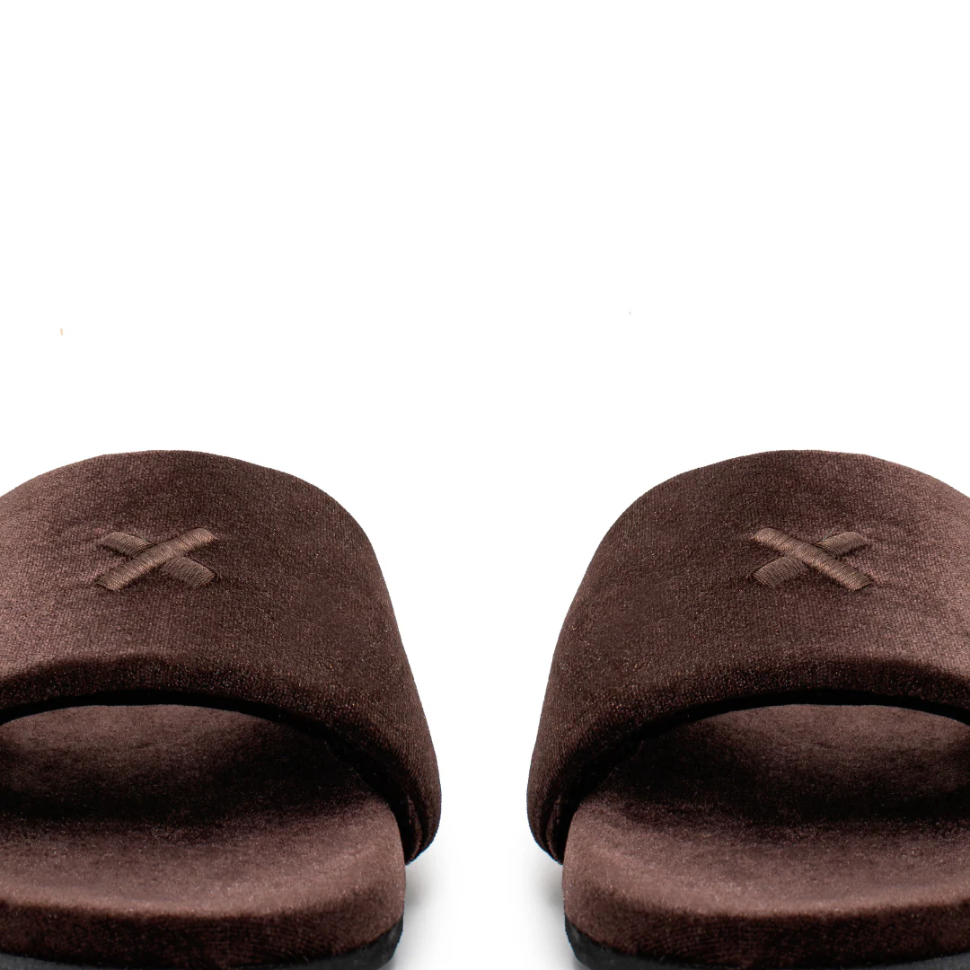 Men's Chocolate Brown Velvet House Slide - Image 5