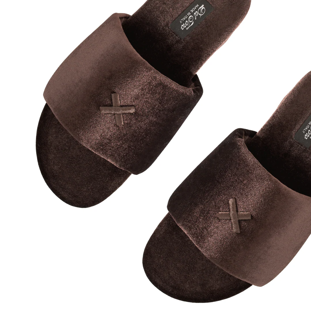 Men's Chocolate Brown Velvet House Slide - Image 6