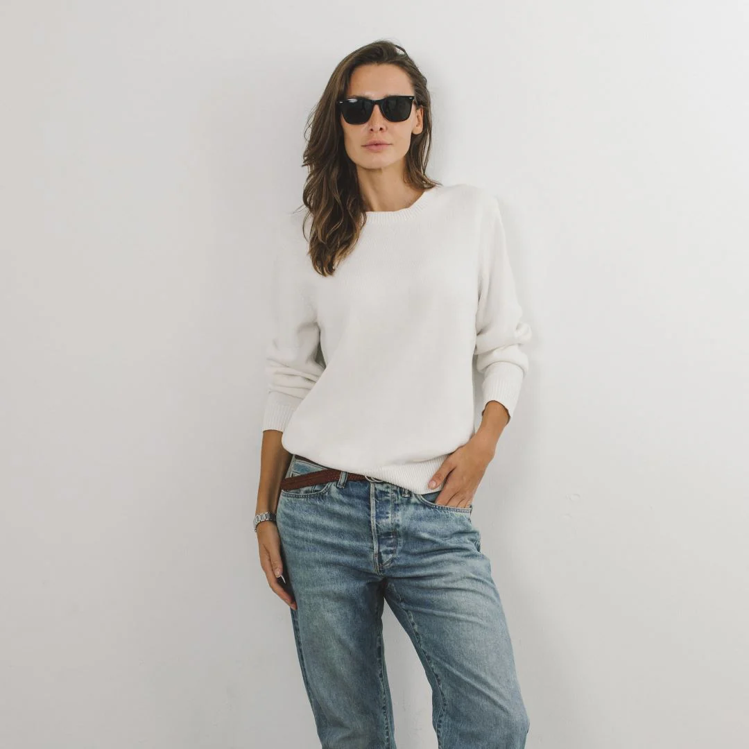 Women's Classic Crewneck Sweater - Vintage White - Image 3