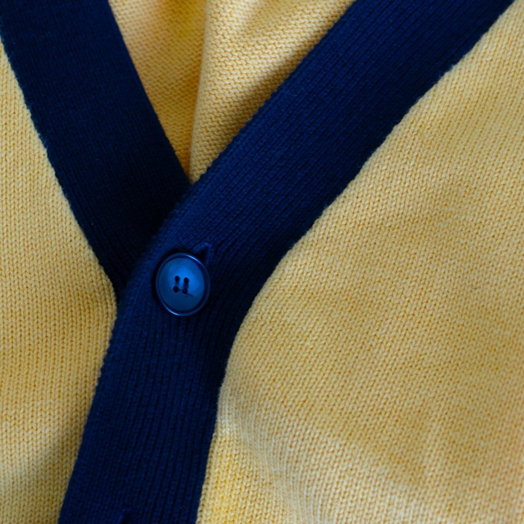Women's Vintage Fit Cardigan - Collegiate Yellow / Navy - Image 4