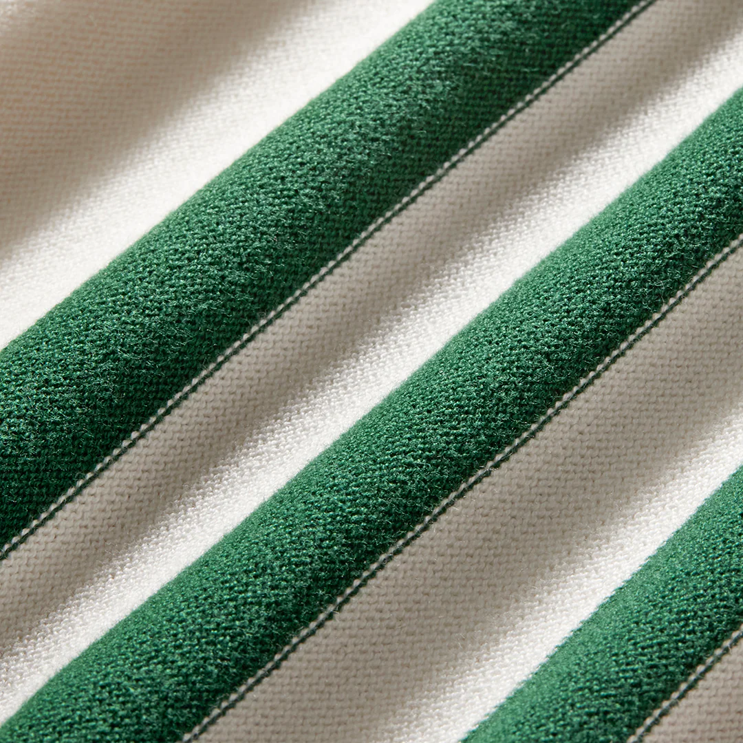 Women's Vintage Stripe Polo Cardigan - Vintage White / Forest Stripe - Image 4
