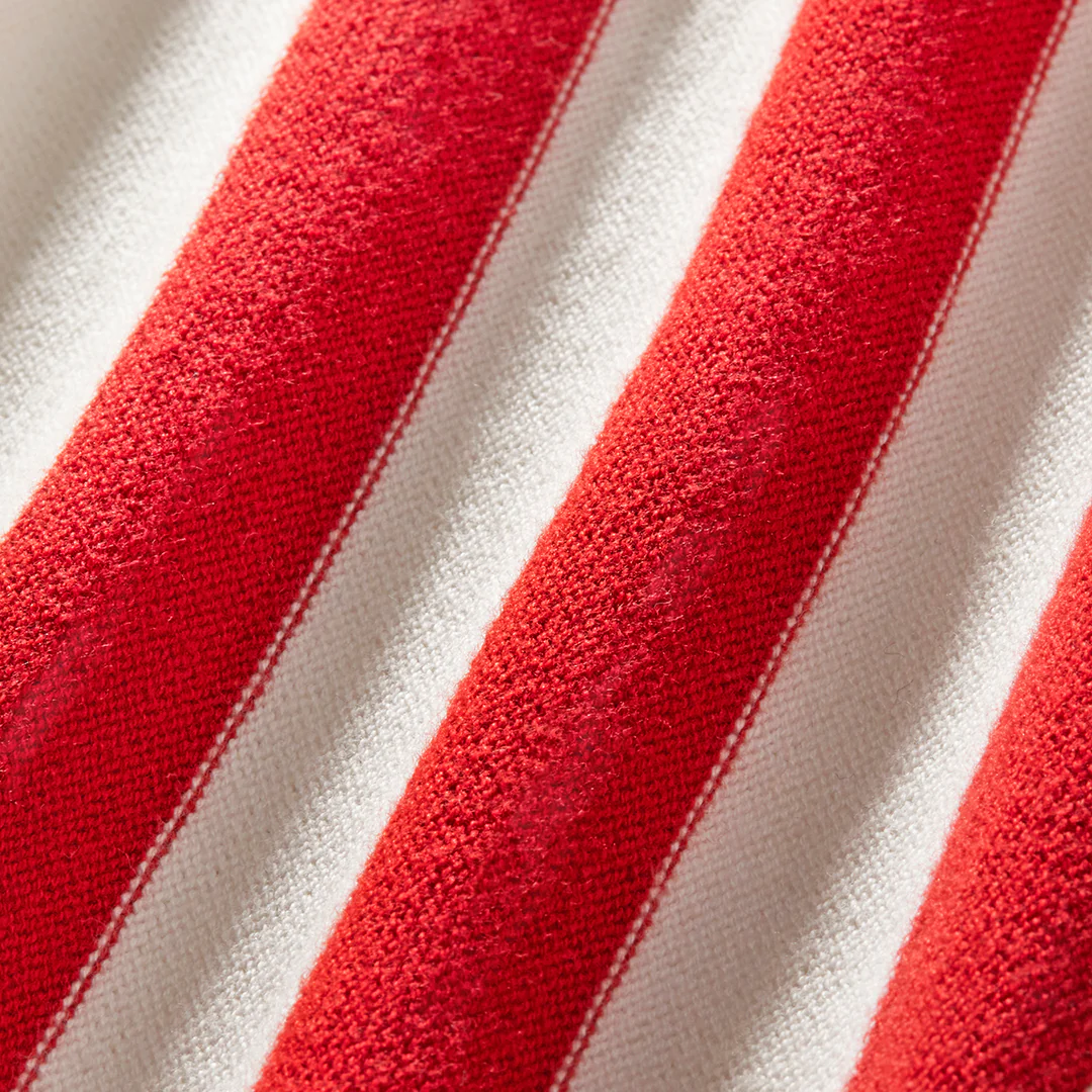Women's Vintage Stripe Polo Cardigan - Vintage White / Red Stripe - Image 3