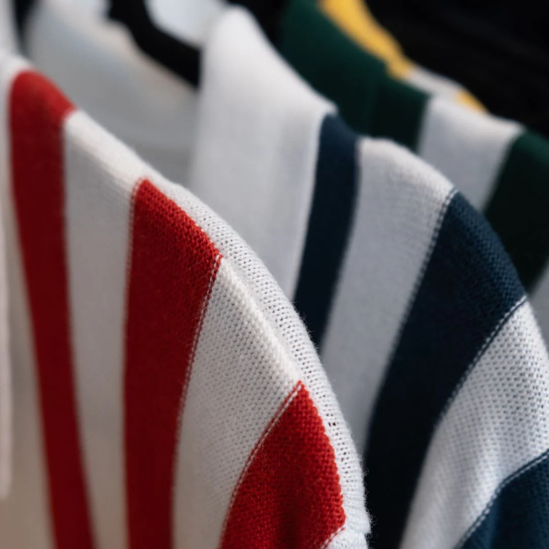 Women's Vintage Stripe Polo Cardigan - Vintage White / Red Stripe - Image 4