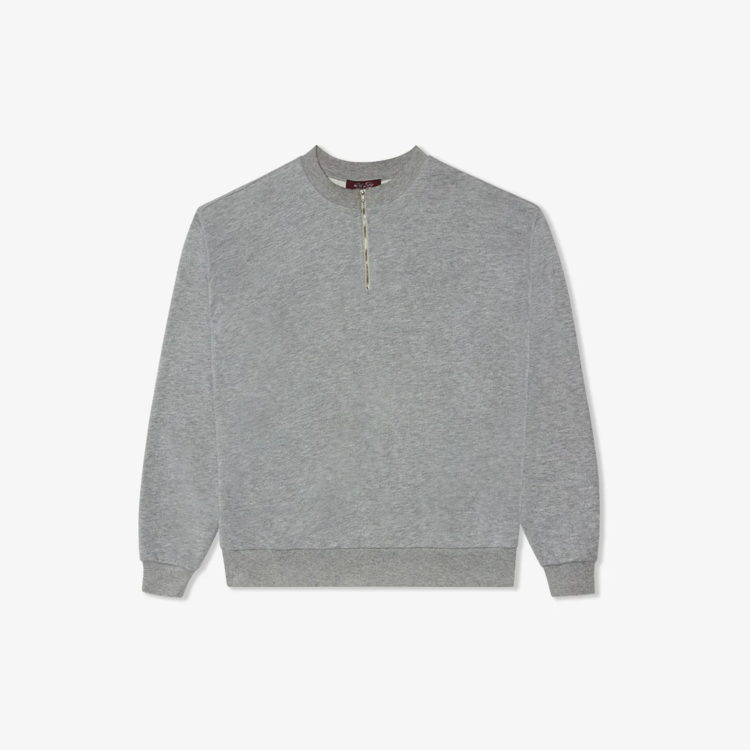 Women's Vintage Zip Crewneck Sweatshirt - Heather Grey - Image 5