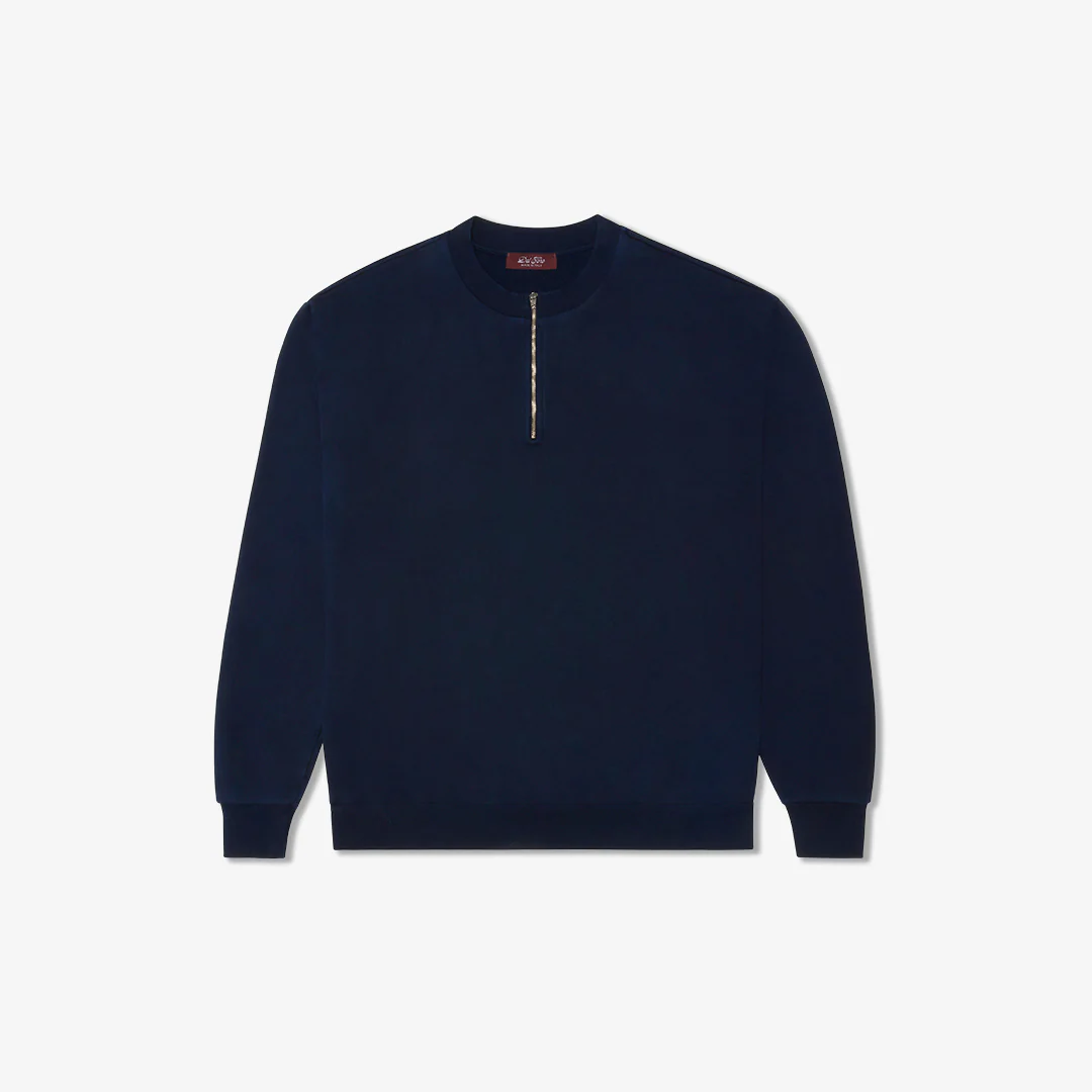 Women's Vintage Zip Crewneck Sweatshirt - Navy - Image 3